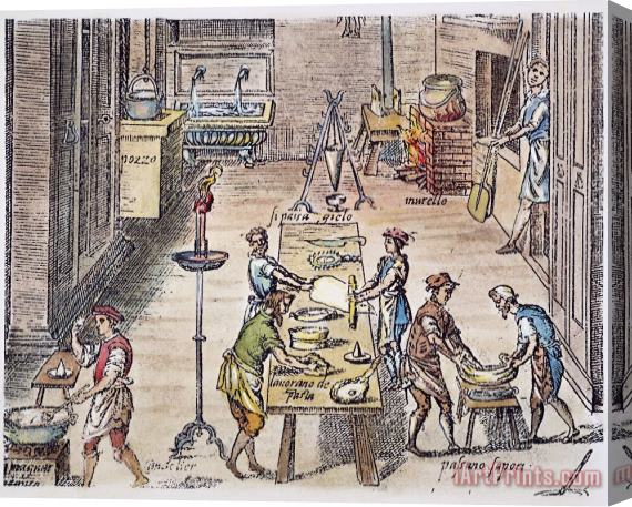 Others PASTA MAKING, 16th CENTURY Stretched Canvas Print / Canvas Art