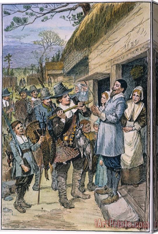 Others Pilgrims: Thanksgiving, 1621 Stretched Canvas Painting / Canvas Art