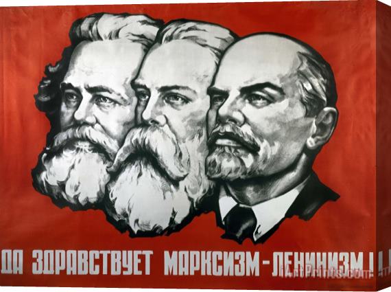 Others Poster depicting Karl Marx Friedrich Engels and Lenin Stretched Canvas Print / Canvas Art