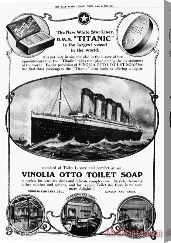 Others Titanic: Soap Ad, 1912 Stretched Canvas Painting / Canvas Art