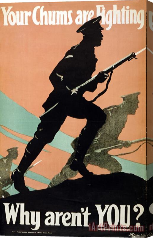 Others World War I 1914-1918 British Army Recruitment Poster 1917 Your Chums Are Fighting Stretched Canvas Painting / Canvas Art
