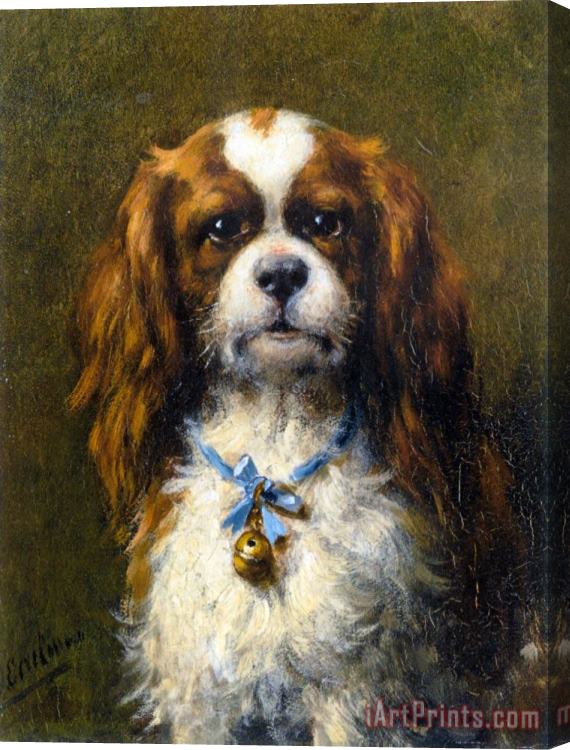 Otto Eerelman A King Charles Spaniel with a Blue Ribon Stretched Canvas Painting / Canvas Art