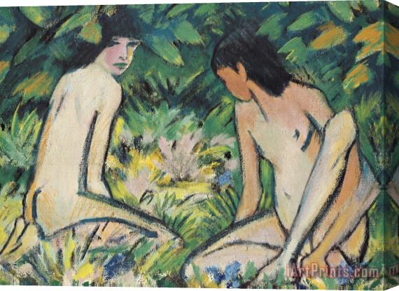 Otto Mueller or Muller Girls In The Open Air Stretched Canvas Print / Canvas Art
