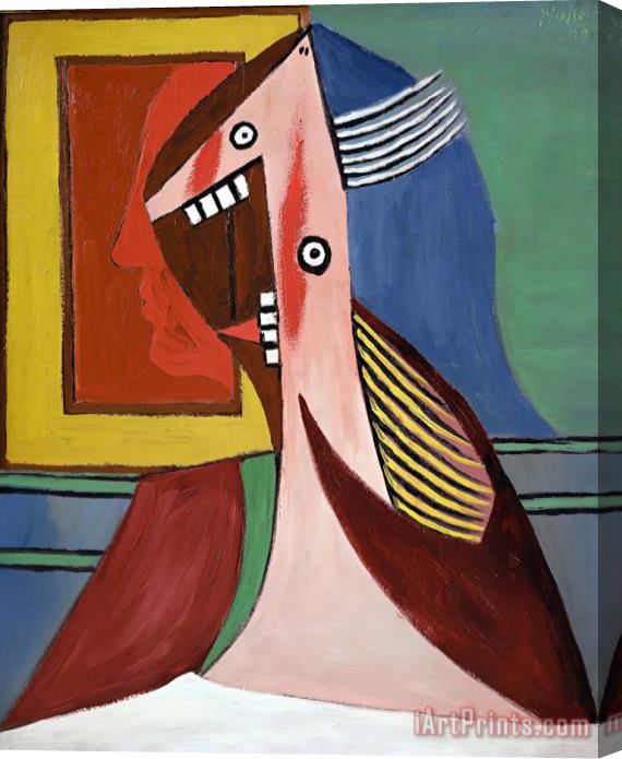 Pablo Picasso 21 Buste De Femme Avec Autoportrait Stretched Canvas Painting / Canvas Art