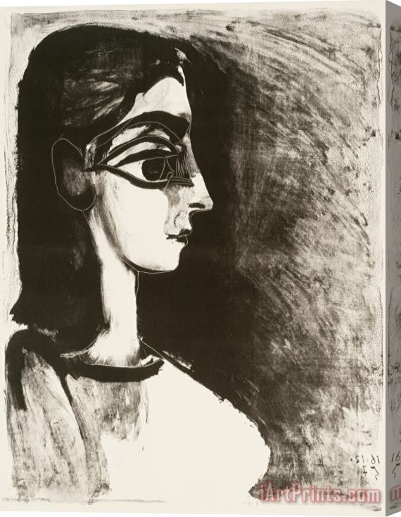 Pablo Picasso Buste De Profil (portrait of Jacqueline) Stretched Canvas Print / Canvas Art