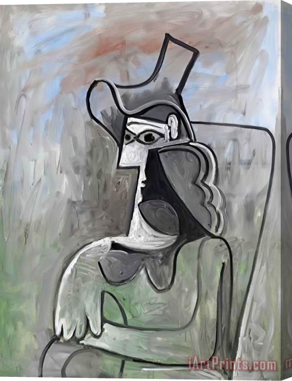 Pablo Picasso Femme Assise Au Chapeau Stretched Canvas Print / Canvas Art