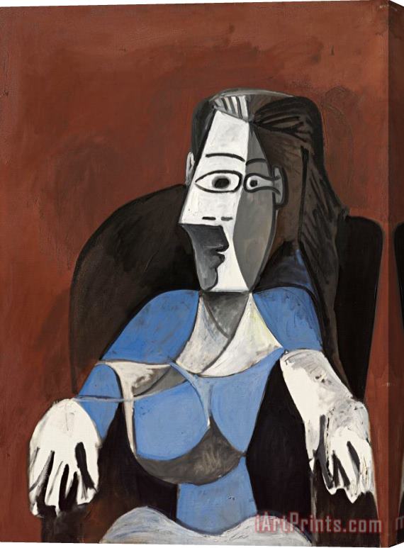 Pablo Picasso Femme Assise Dans Un Fauteuil Noir (jacqueline) Stretched Canvas Painting / Canvas Art