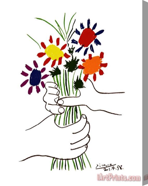 Pablo Picasso Hand with Bouquet Stretched Canvas Painting / Canvas Art