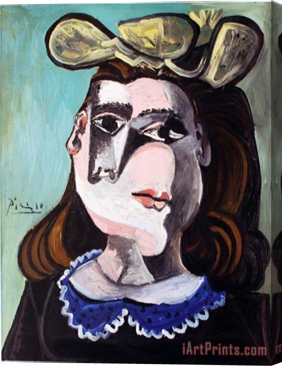 Pablo Picasso La Femme a La Collerette Bleue Stretched Canvas Print / Canvas Art