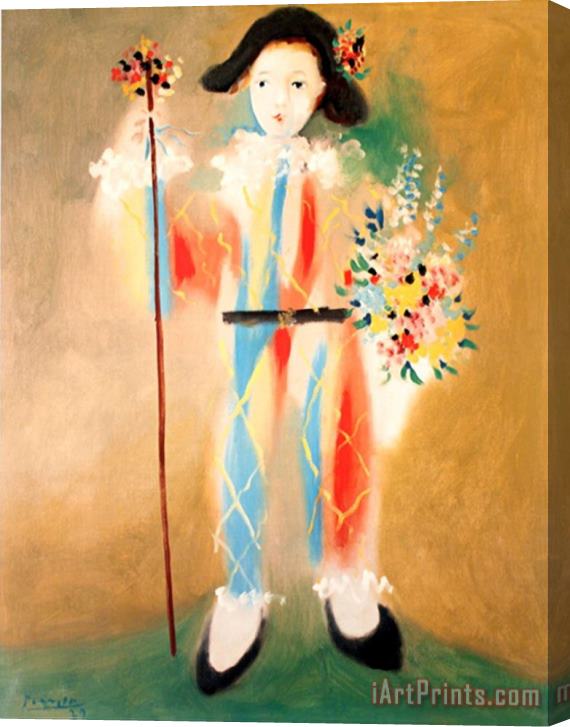 Pablo Picasso Le Petit Pierrot Aux Fleurs Stretched Canvas Print / Canvas Art