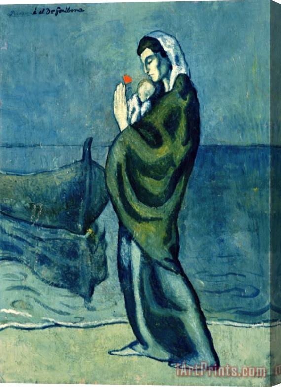 Pablo Picasso Mother And Child on The Beach 1902 Stretched Canvas Print / Canvas Art