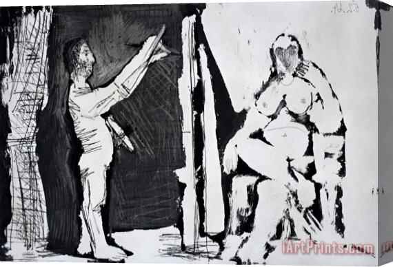 Pablo Picasso The Painter And His Model Le Peintre Et Son Modele, 1964 Stretched Canvas Painting / Canvas Art
