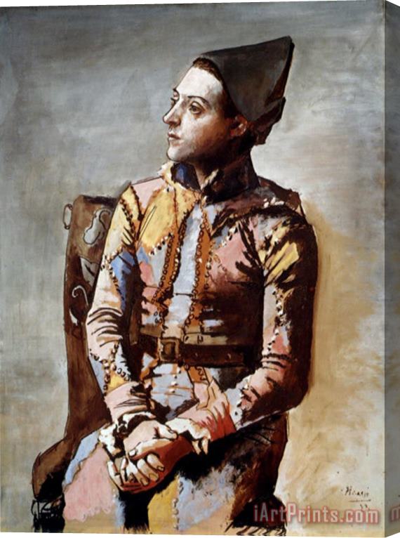 Pablo Picasso The Seated Harlequin 1923 Stretched Canvas Painting / Canvas Art