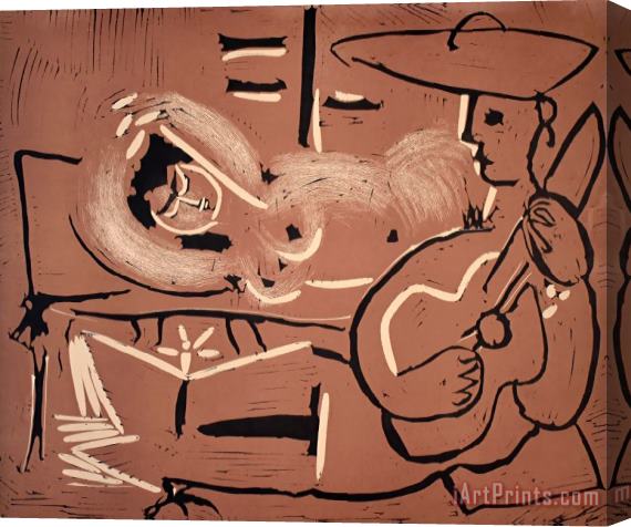 Pablo Picasso Woman Reclining And Guitarist Femme Couchee Et Guitariste, 1959 Stretched Canvas Painting / Canvas Art