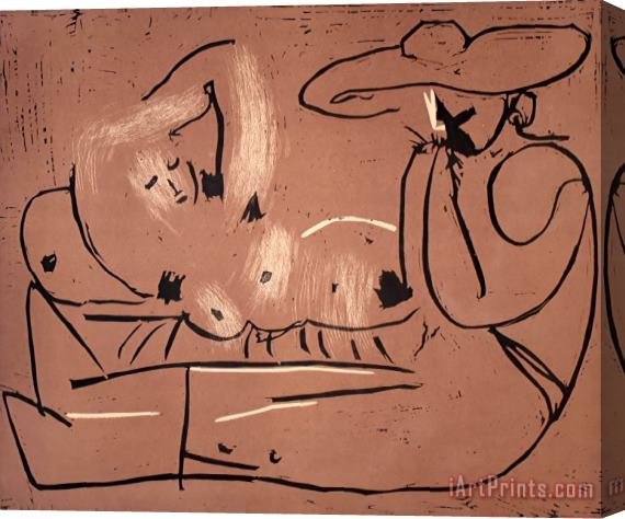 Pablo Picasso Woman Reclining And Man with Large Hat Femme Couchee Et Homme Au Grand Chapeau, 1959 Stretched Canvas Print / Canvas Art