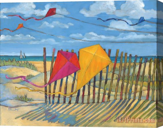 Paul Brent Beach Kites Yellow Stretched Canvas Print / Canvas Art
