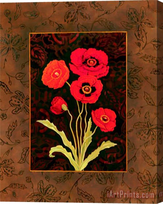 Paul Brent Damask Poppy Stretched Canvas Print / Canvas Art