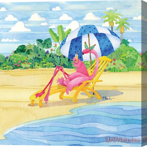 Paul Brent Deck Chair Flamingo Stretched Canvas Painting / Canvas Art