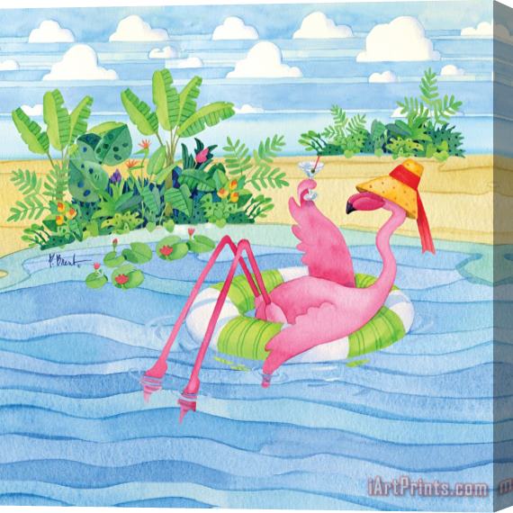 Paul Brent Martini Float Flamingo Stretched Canvas Painting / Canvas Art