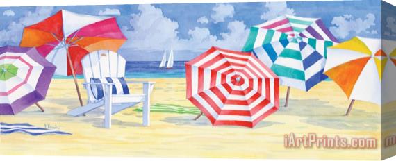 Paul Brent Umbrella Beach Stretched Canvas Painting / Canvas Art