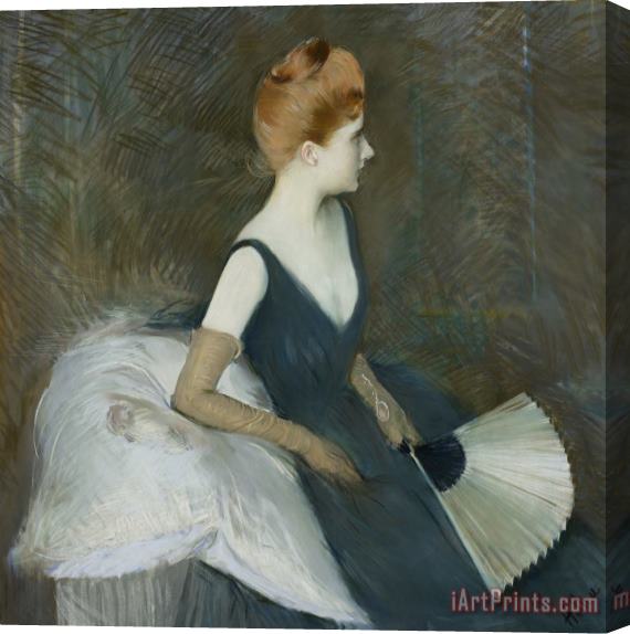 Paul Cesar Helleu Madame Marthe Letellier Sitting On A Sofa Stretched Canvas Painting / Canvas Art