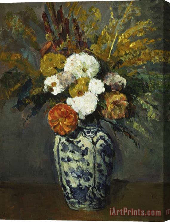 Paul Cezanne Dahlias in a Delft Vase 1873 Stretched Canvas Print / Canvas Art