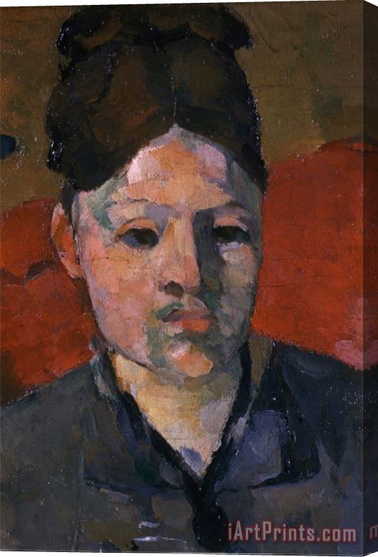 Paul Cezanne Detail of Woman's Head From The Artist's Wife in a Red Armchair Stretched Canvas Painting / Canvas Art