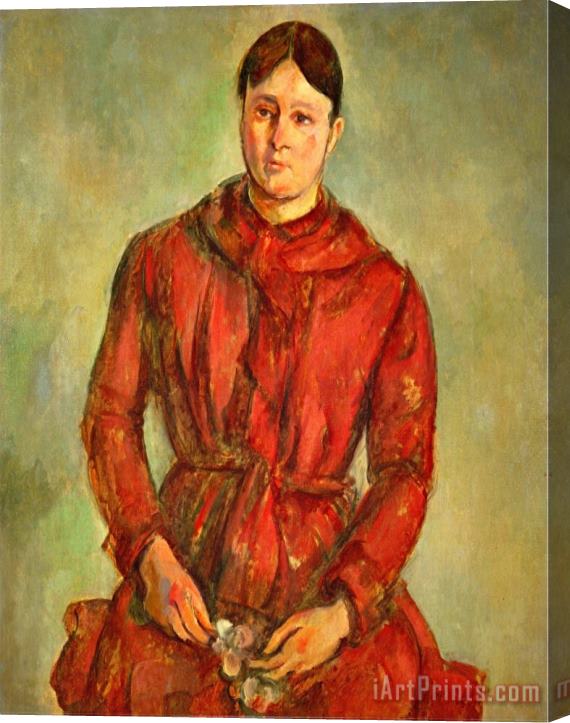 Paul Cezanne Madame Cezanne in a Red Dress 1888 1890 Stretched Canvas Painting / Canvas Art