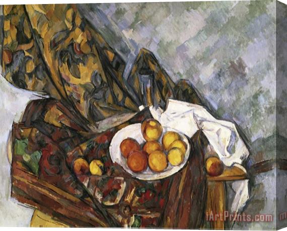 Paul Cezanne Nature Morte Au Rideau a Fleurs Stretched Canvas Print / Canvas Art