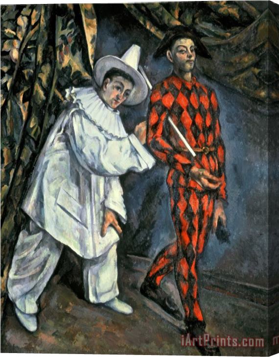 Paul Cezanne Pierrot And Harlequin Mardi Gras 1888 Oil on Canvas Stretched Canvas Painting / Canvas Art