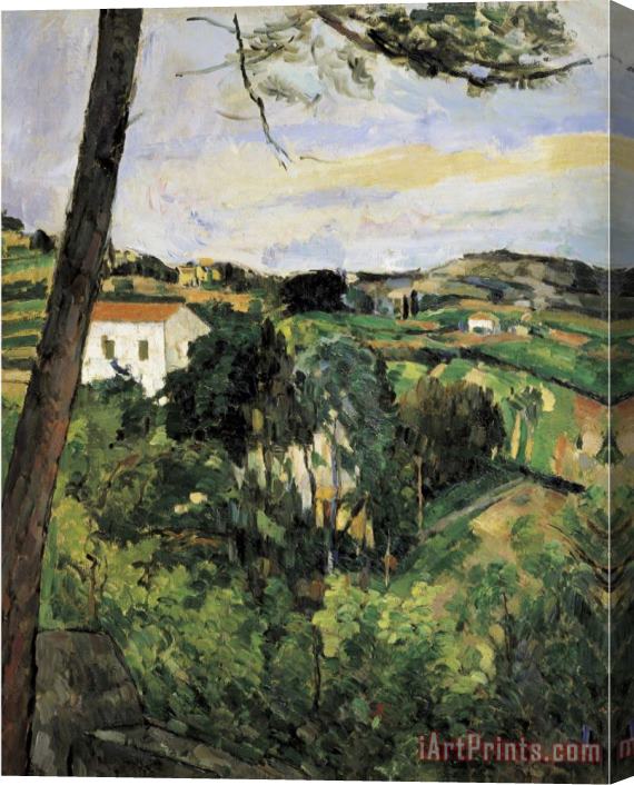 Paul Cezanne Pine Tree at L Estaque Landscape with Red Roof Stretched Canvas Painting / Canvas Art