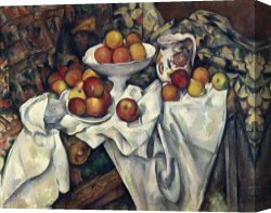 Corkscrew, 1895 Canvas Prints - Still Life with Apples And Oranges About 1895 1900 by Paul Cezanne