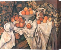 Corkscrew, 1895 Canvas Prints - Still Life with Apples And Oranges C 1895 1900 by Paul Cezanne