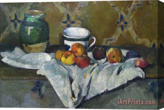 Paul Cezanne Still Life with Cup Jar And Apples Stretched Canvas Painting / Canvas Art