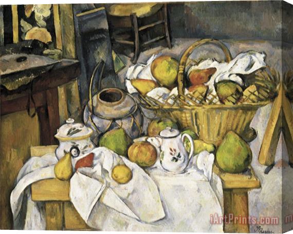 Paul Cezanne Still Life with Fruit Basket 1880 1890 Stretched Canvas Painting / Canvas Art