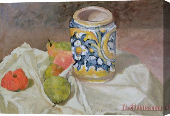 Paul Cezanne Still Life With Italian Earthenware Jar Stretched Canvas Print / Canvas Art