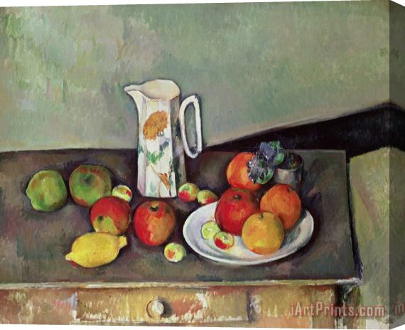 Paul Cezanne Still life with milkjug and fruit Stretched Canvas Print / Canvas Art