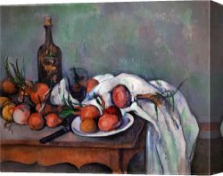 Corkscrew, 1895 Canvas Prints - Still Life with Onions 1895 by Paul Cezanne