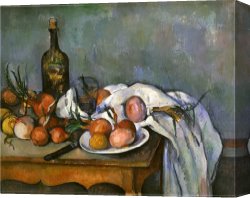 Corkscrew, 1895 Canvas Prints - Still Life with Onions C 1895 by Paul Cezanne