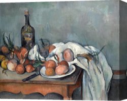 Corkscrew, 1895 Canvas Prints - Still Life with Onions Circa 1895 by Paul Cezanne