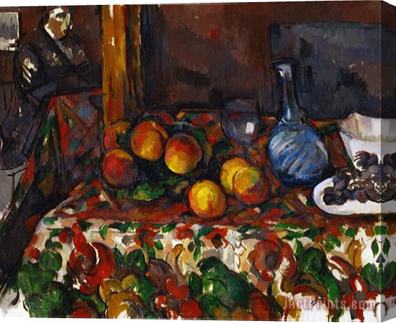 Paul Cezanne Still Life with Peaches Carafe And Figures Circa 1900 Stretched Canvas Painting / Canvas Art