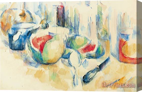 Paul Cezanne Still Life with Sliced Open Watermelon Stretched Canvas Print / Canvas Art