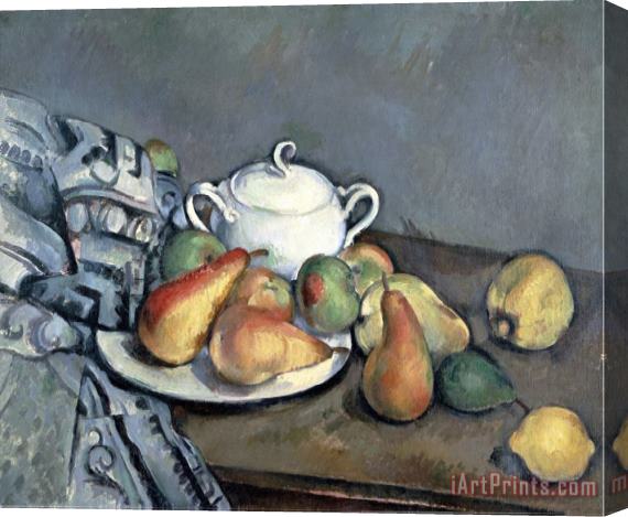 Paul Cezanne Sugar Bowl Pears And Carpet Stretched Canvas Print / Canvas Art