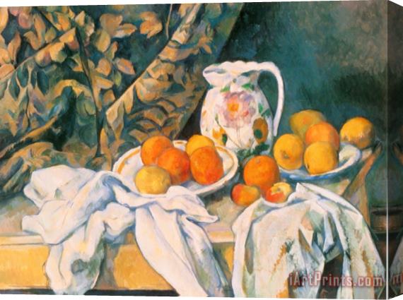 Paul Cezanne Table Pitcher And Fruit Stretched Canvas Painting / Canvas Art