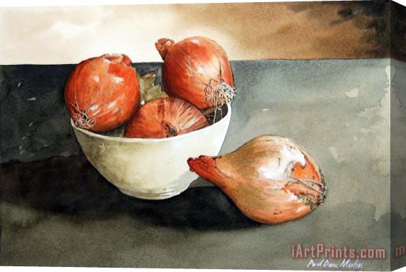 Paul Dene Marlor Bowl of Onions Stretched Canvas Print / Canvas Art