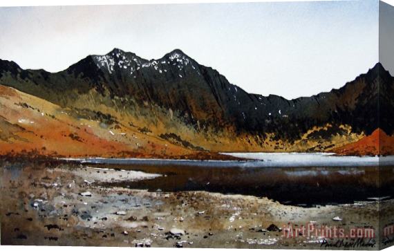 Paul Dene Marlor Y Lliwedd ridge from Lake Llyn Llydaw Stretched Canvas Print / Canvas Art