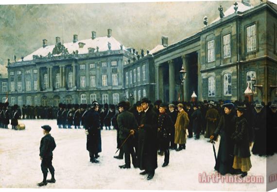 Paul Fischer Changing Of The Guard At Amalienborg Palace Stretched Canvas Print / Canvas Art