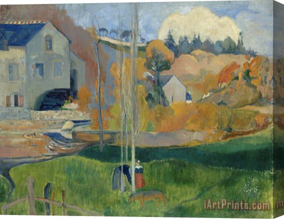 Paul Gauguin Paysage De Bretagne Le Moulin David Stretched Canvas Print / Canvas Art