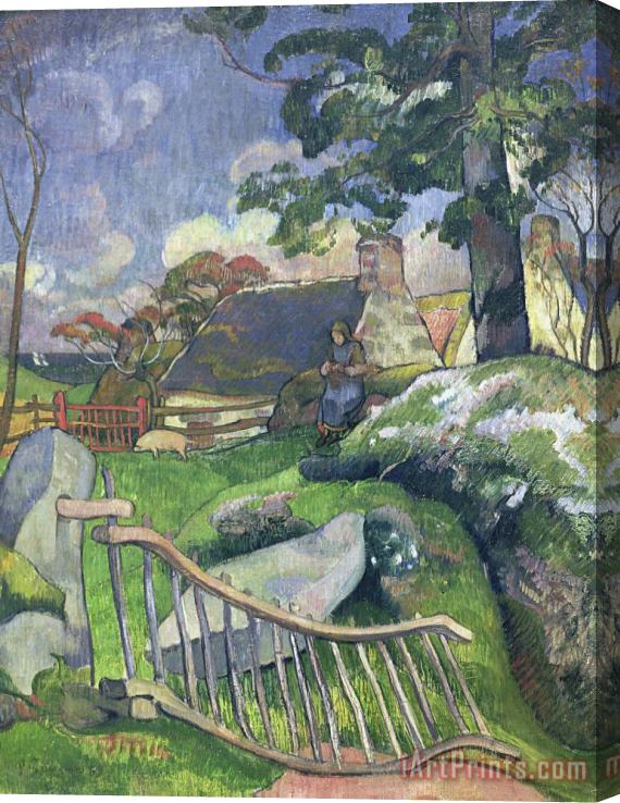 Paul Gauguin The Wooden Gate Or, The Pig Keeper Stretched Canvas Painting / Canvas Art