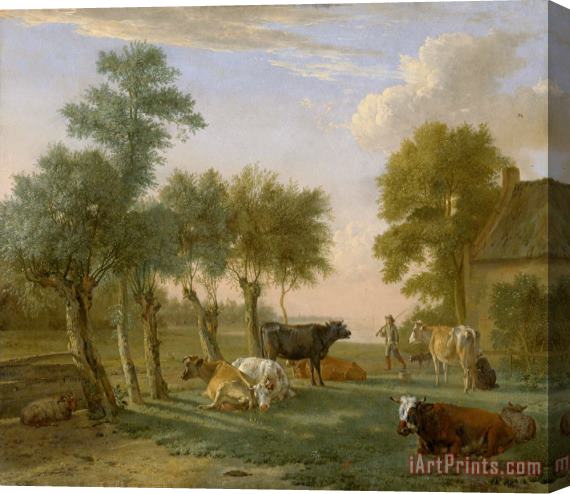 Paulus Potter Cows in a Meadow Near a Farm Stretched Canvas Print / Canvas Art